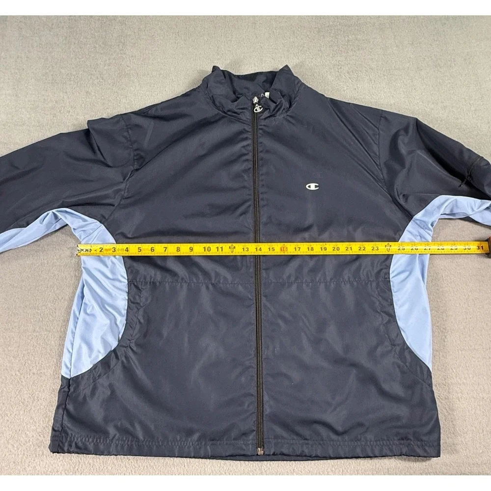 Champion Men XL Track Jacket Navy Blue Full Zip‎ Lightweight Athletic Y2K